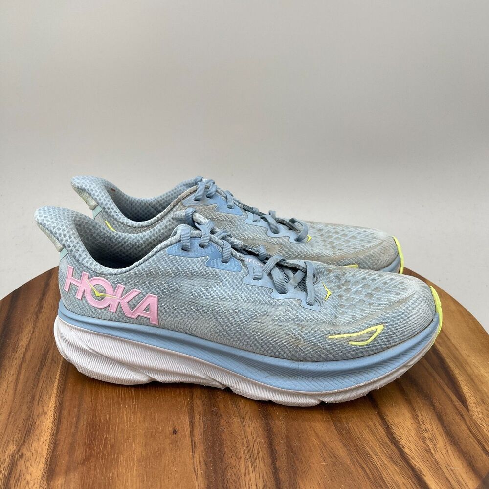 Hoka One One Clifton 9 Shoes Womens Size 10.5 B Blue Running Comfort Walking